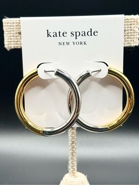 Kate Spade Gold/Silver Tone Interlock Hoop Earrings